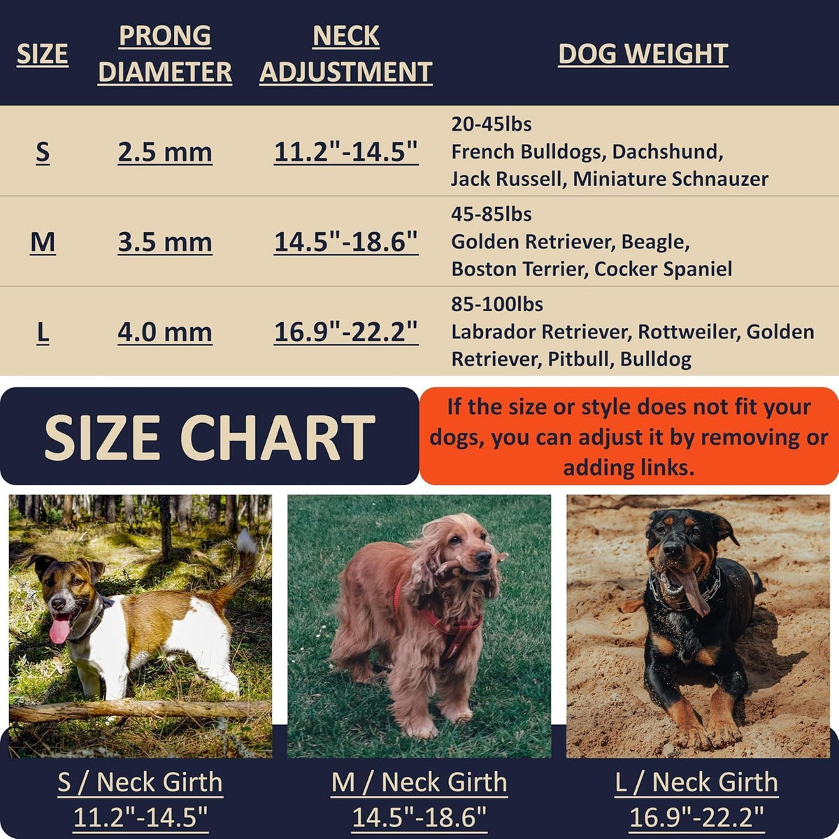 Quick Release Dog Training Collar Adjustable Stainless Steel Collar for Small Medium Large Dog (Black, S Neck Girth 11.2"-14.5")