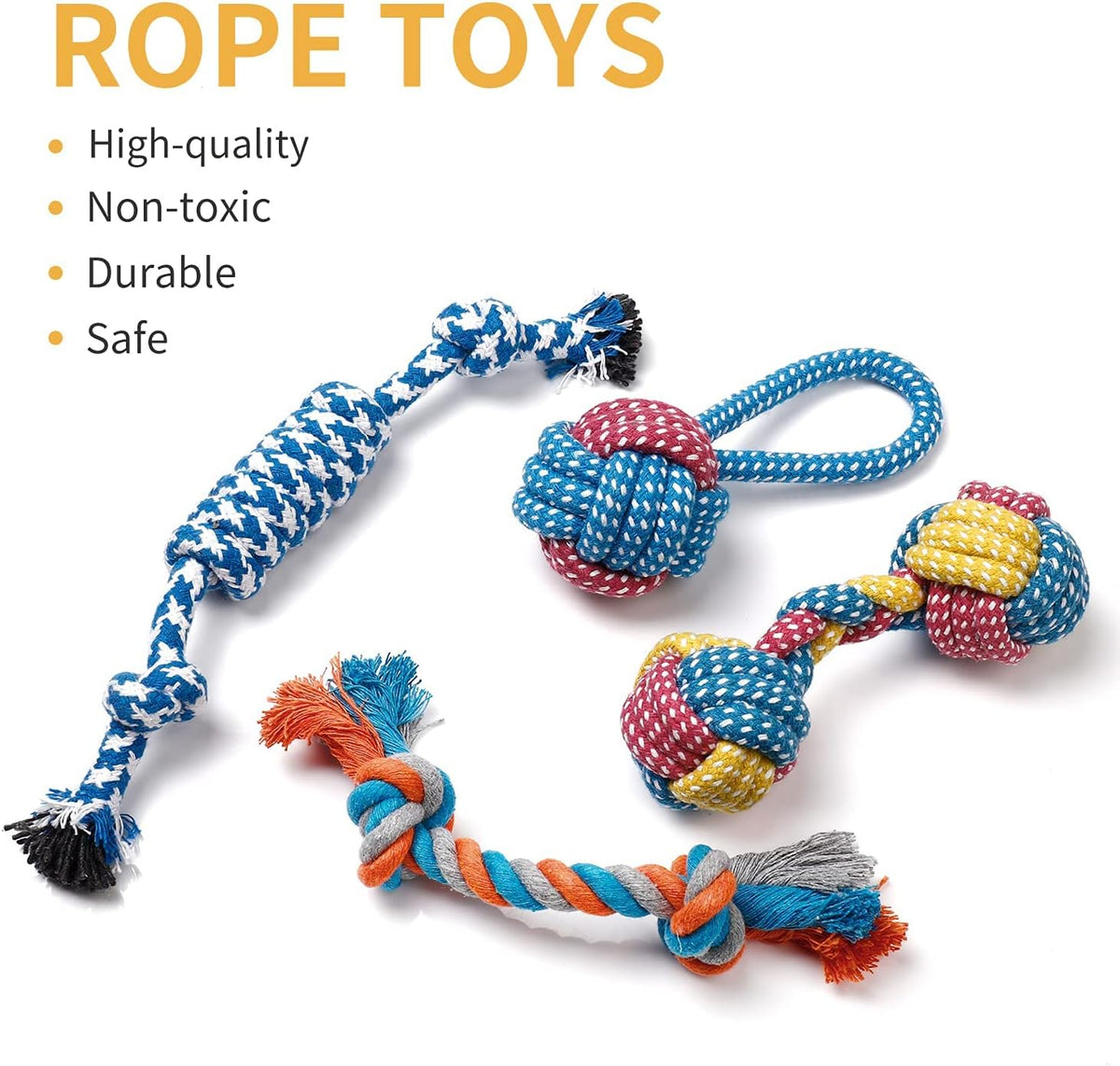 7-Pack Adorable Small Dog Toys - Durable Chew Ropes, Squeaky Calf Toys, Safe for Puppies!