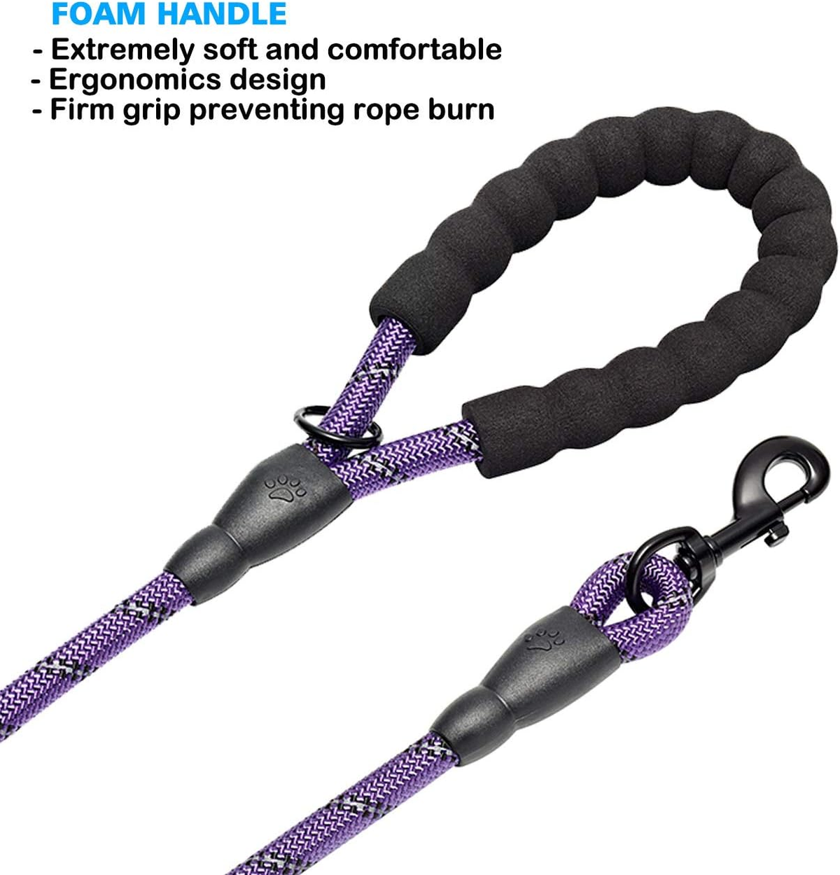 5FT Heavy Duty Dog Leash - 2 Pack with Padded Handle & Reflective Safety for Medium to Large Dogs