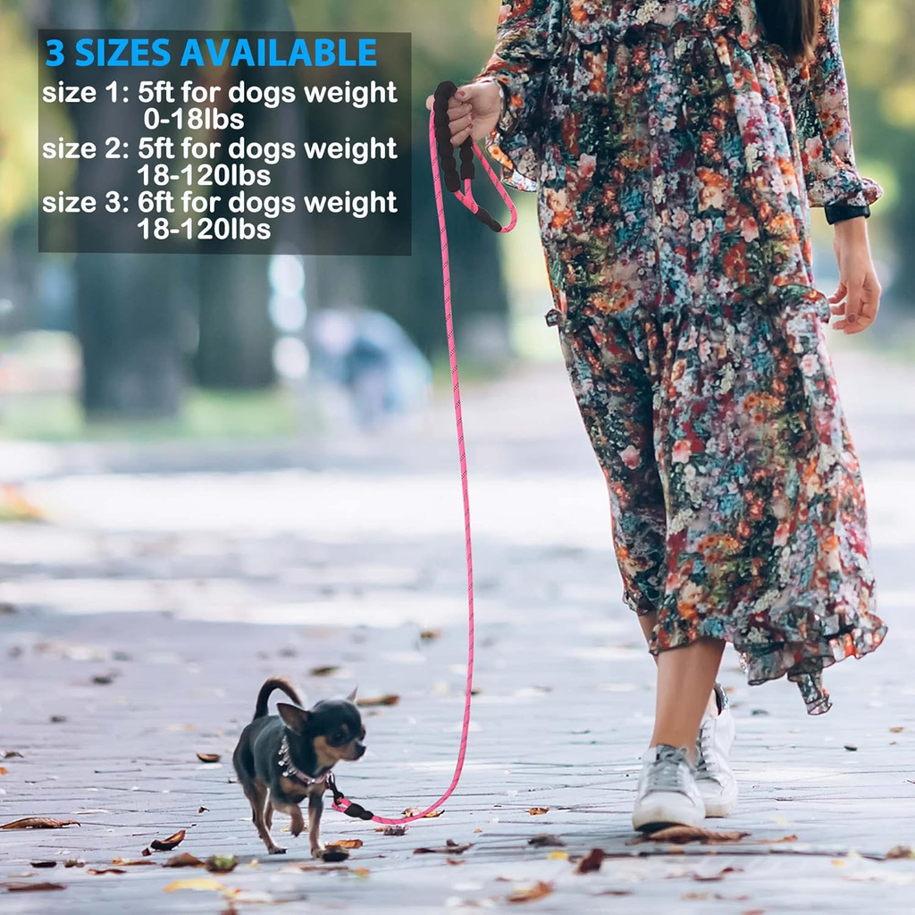 5FT Heavy Duty Dog Leash - 2 Pack with Padded Handle & Reflective Safety for Medium to Large Dogs