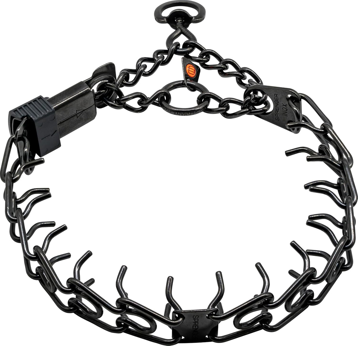 German-Made Black Stainless Steel Dog Collar with Quick Release Cliclock Buckle - 20" x 3.0mm (For Neck Sizes 16-17")