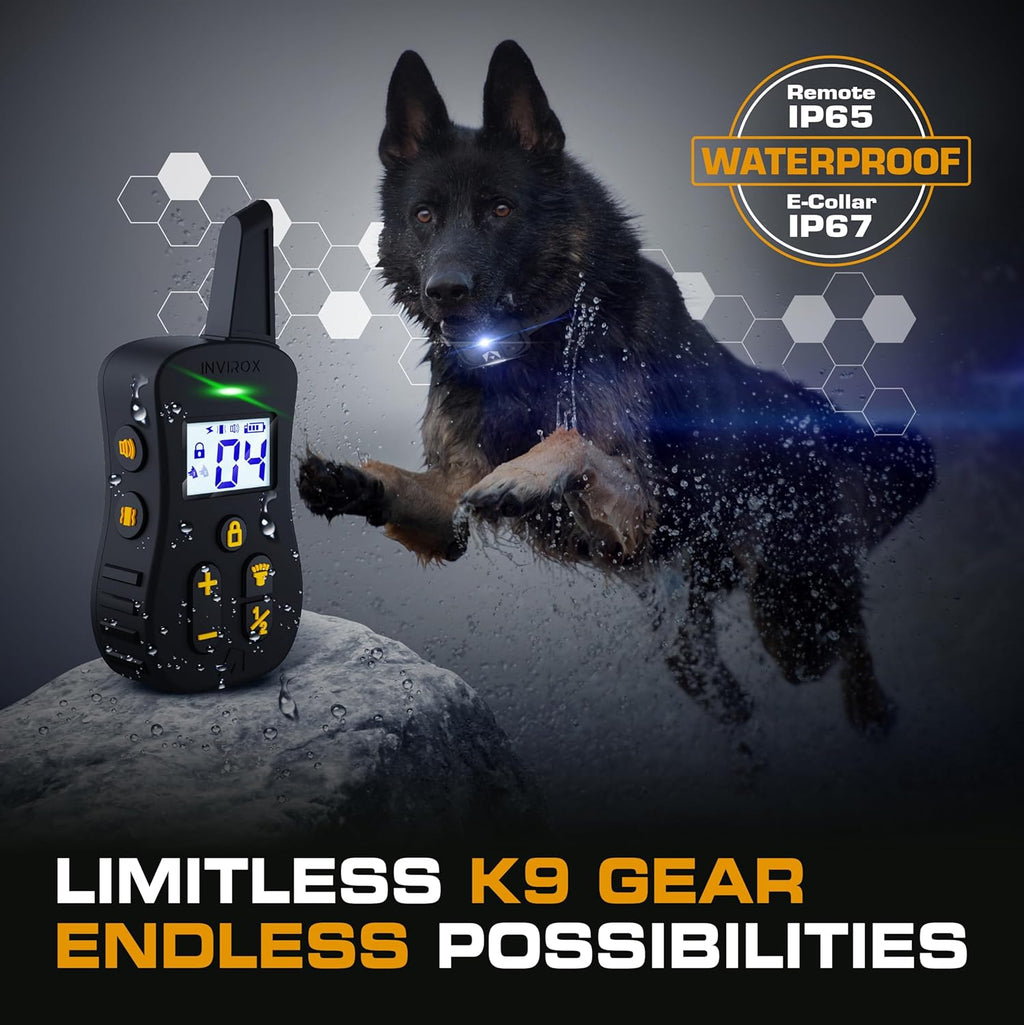 Ultra K9 Dog Shock Collar, 124 Levels, Night Light, IP67 Waterproof (Black, 2 Dog)