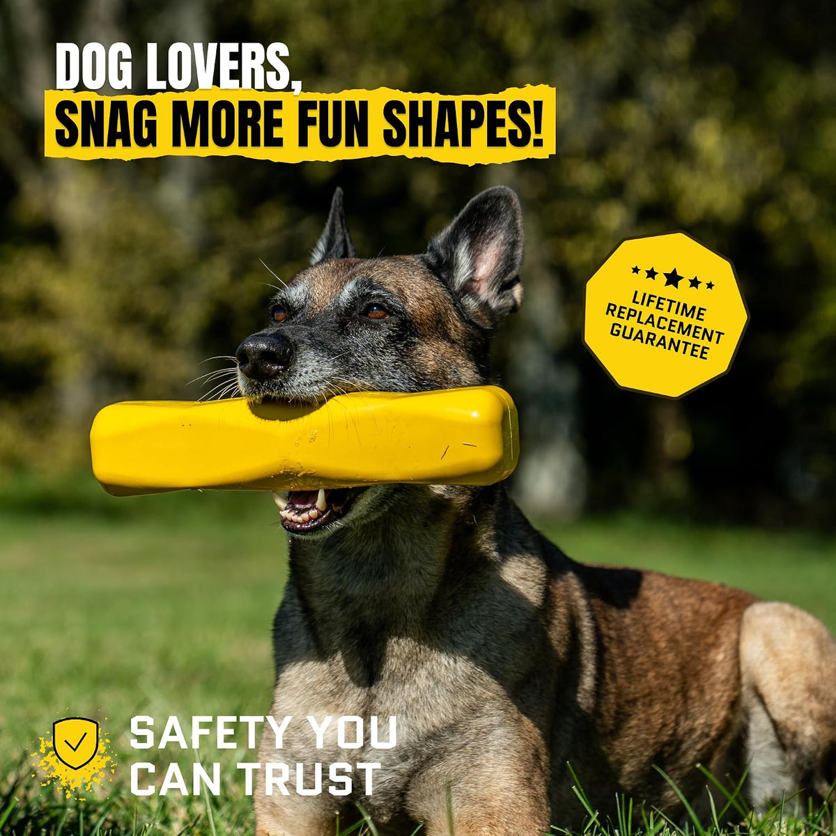 Giant XL Tough Dog Stick - Indestructible, Non-Toxic Chew Toy for Aggressive Chewers - Lifetime Guarantee - Heavy-Duty 12"x2.5" - Ideal for Tugging and Chewing