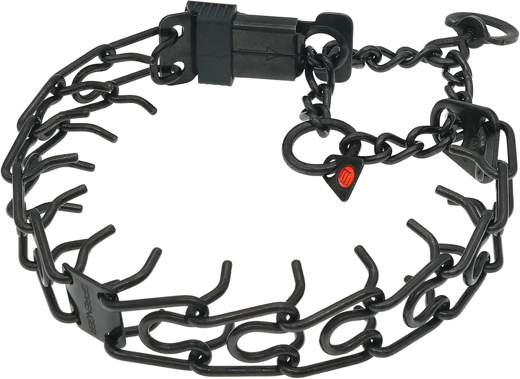 German-Made Black Stainless Steel Dog Collar with Quick Release Cliclock Buckle - 20" x 3.0mm (For Neck Sizes 16-17")