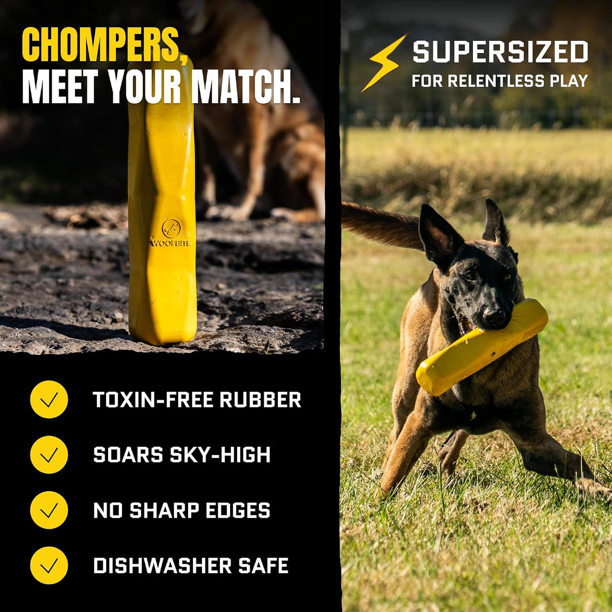 Giant XL Tough Dog Stick - Indestructible, Non-Toxic Chew Toy for Aggressive Chewers - Lifetime Guarantee - Heavy-Duty 12"x2.5" - Ideal for Tugging and Chewing