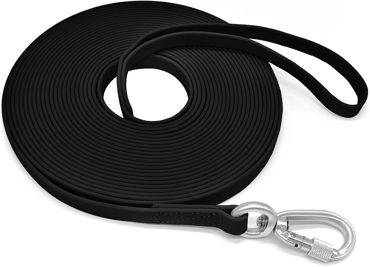 Long Waterproof Dog Leash - Odor-Proof Training Line with Aviation Aluminum Carabiner - 50FT for Small, Medium, & Large Dogs - Perfect Recall Tool!