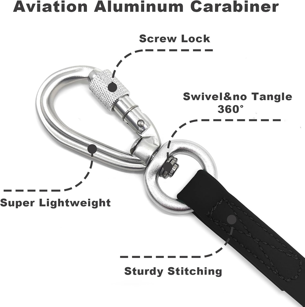 Long Waterproof Dog Leash - Odor-Proof Training Line with Aviation Aluminum Carabiner - 50FT for Small, Medium, & Large Dogs - Perfect Recall Tool!