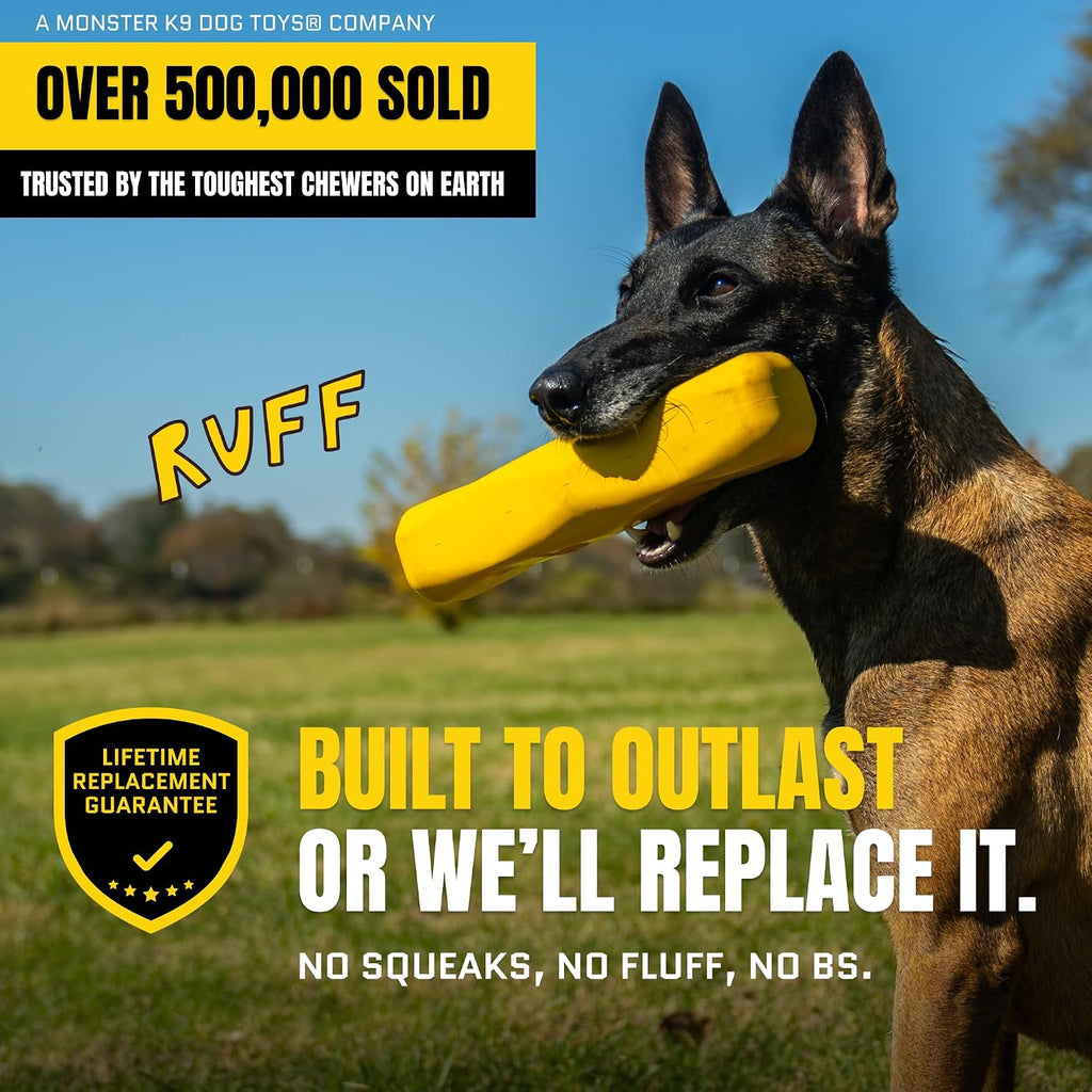 Giant XL Tough Dog Stick - Indestructible, Non-Toxic Chew Toy for Aggressive Chewers - Lifetime Guarantee - Heavy-Duty 12"x2.5" - Ideal for Tugging and Chewing