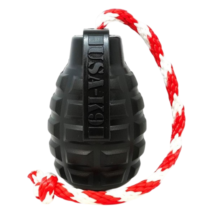USA-K9 Magnum Grenade Chew Toy | Black Rubber | USA Made