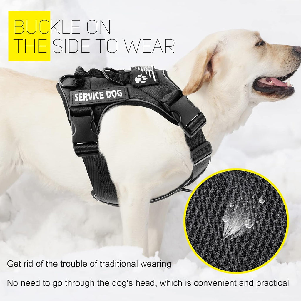 Service Dog Harness, Reflective Dog Vest Harness with 5 PCS Patches, Adjustable Soft Oxford Pet Harness, Inner Layer Mesh, Easy to Control for Dogs