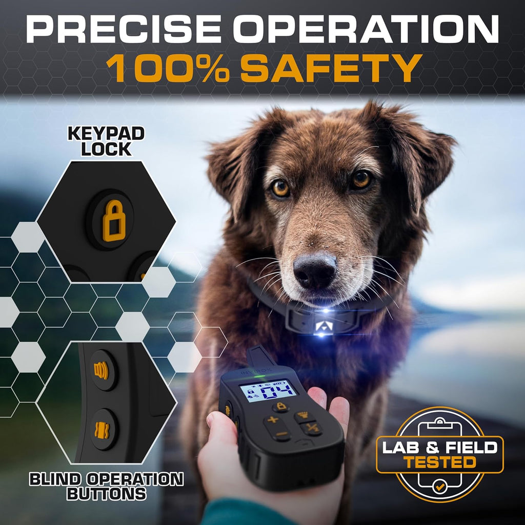 Ultra K9 Dog Shock Collar, 124 Levels, Night Light, IP67 Waterproof (Black, 2 Dog)