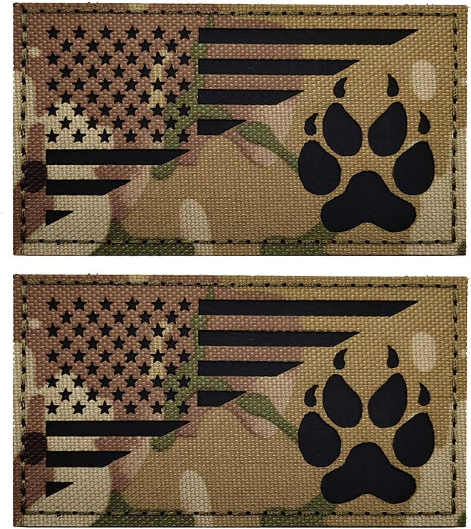 Reflective K9 USA Flag Hook Loop Tactical Handler Morale Patch | High Visibility Reflective Print with USA Flag & K9 Handler Graphic Design